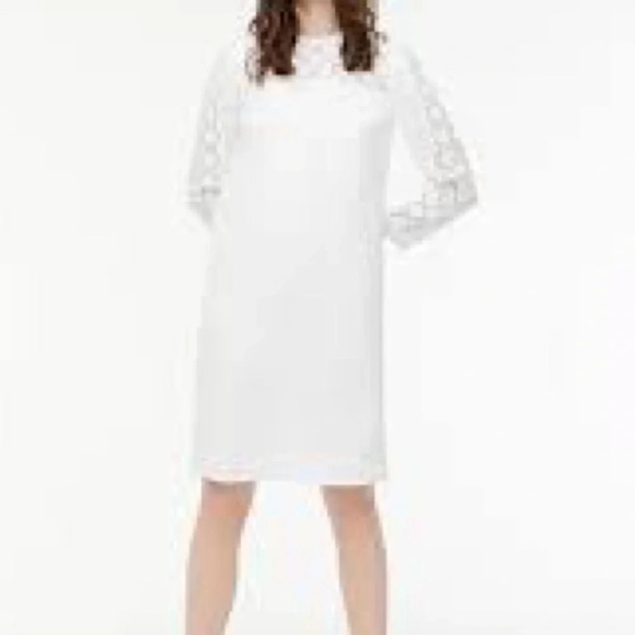 J. Crew Laser Cut Eyelet Dress in 365 Crepe in White - NEW - Size 18 - Picture 1 of 12